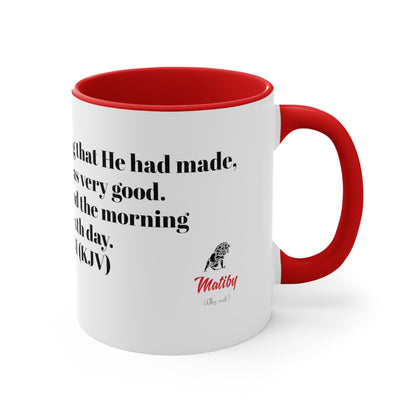 Bible Speaks Gen 1:31 Accent Mug, 11oz