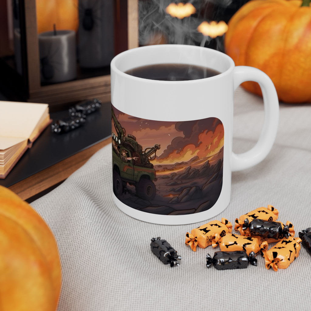 Adventure 4x4 Trucks #19, Geology Lava Volcanologists On The Go White Ceramic Mug — Find Your Path To The Essentials Cup (11oz & 15oz)