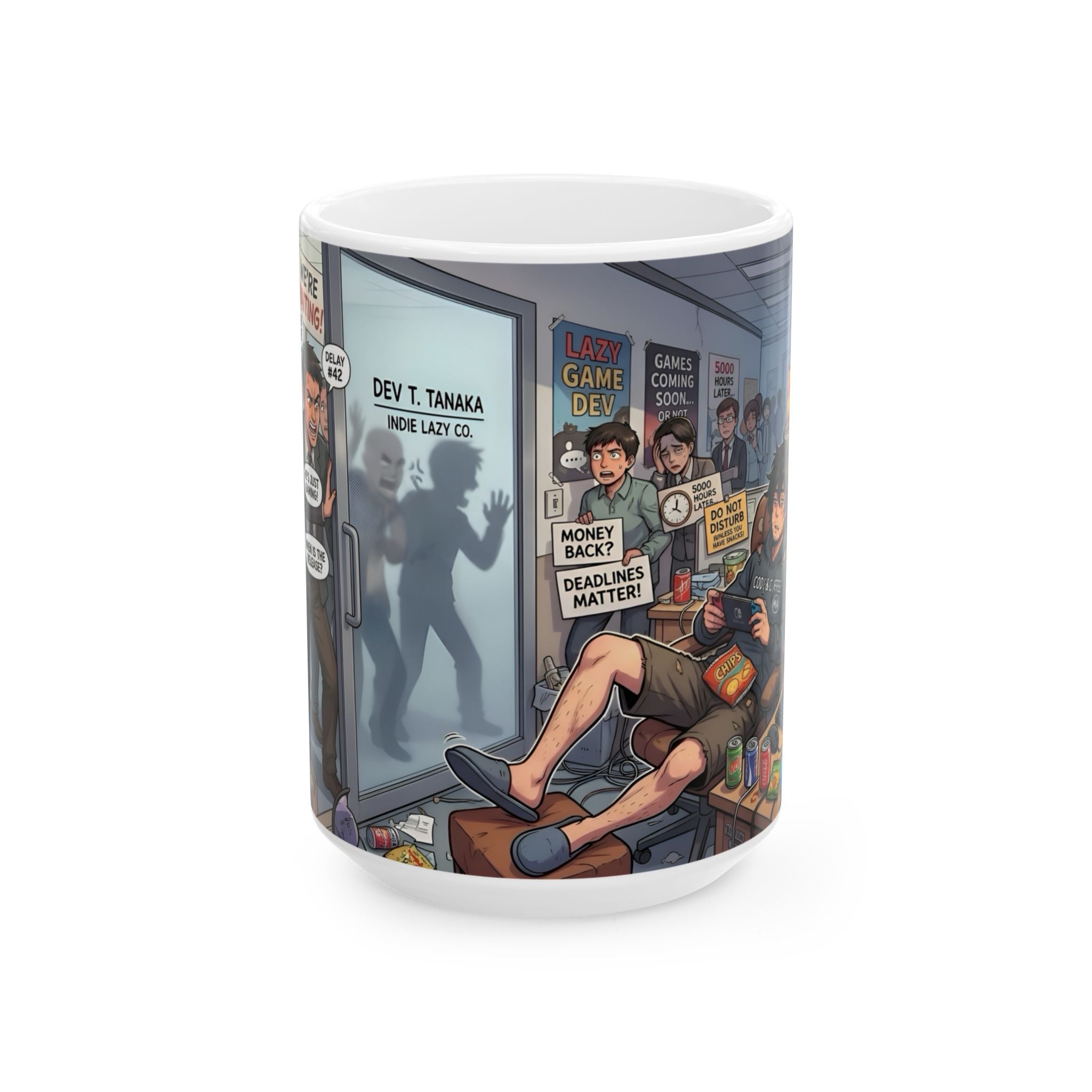 Game Dev Life White Ceramic Mug - Cozy Indie Gamer Retro ArcadeTea Cup (11oz, 15oz)