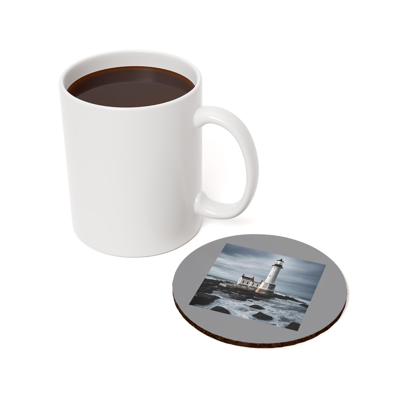 Matiby Lighthouse Grey Cork Back Coaster