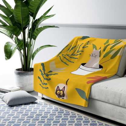 Matiby Simple Things Yellow Sherpa Fleece Blanket