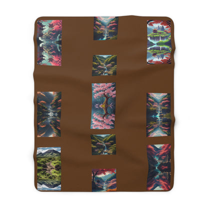 Artzy Scenic Brown Sherpa Fleece Blanket