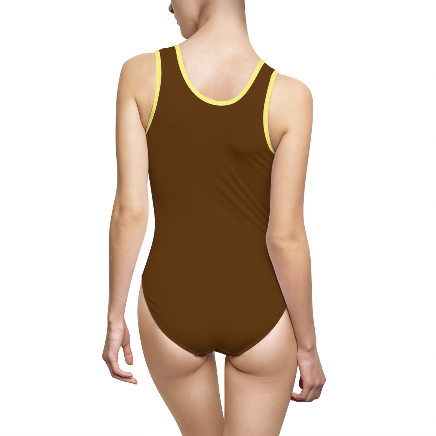 Women's Brown Classic One-Piece Swimsuit (AOP)