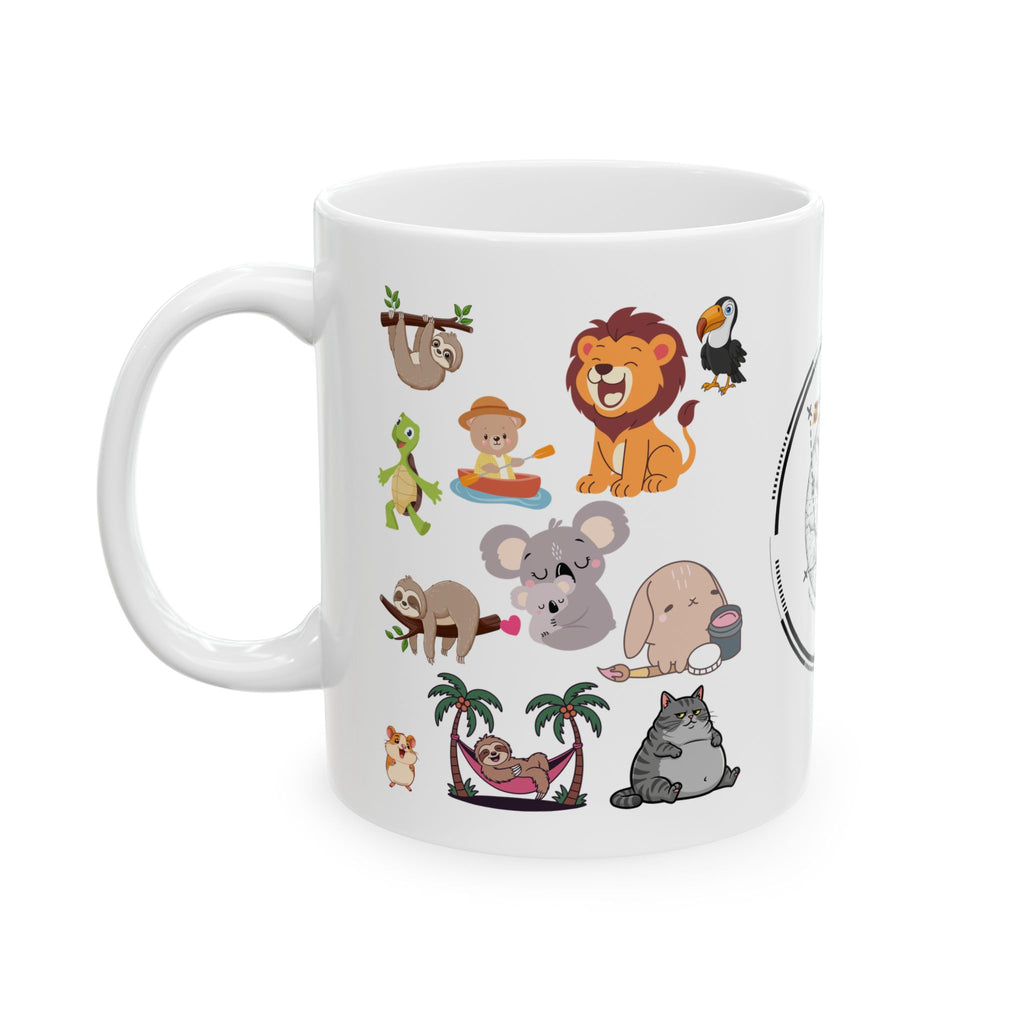 Playful & Cute Pets Decor #6 White Ceramic Mug — Adorable Animals To Brighten Your Day Cup (11oz & 15oz)