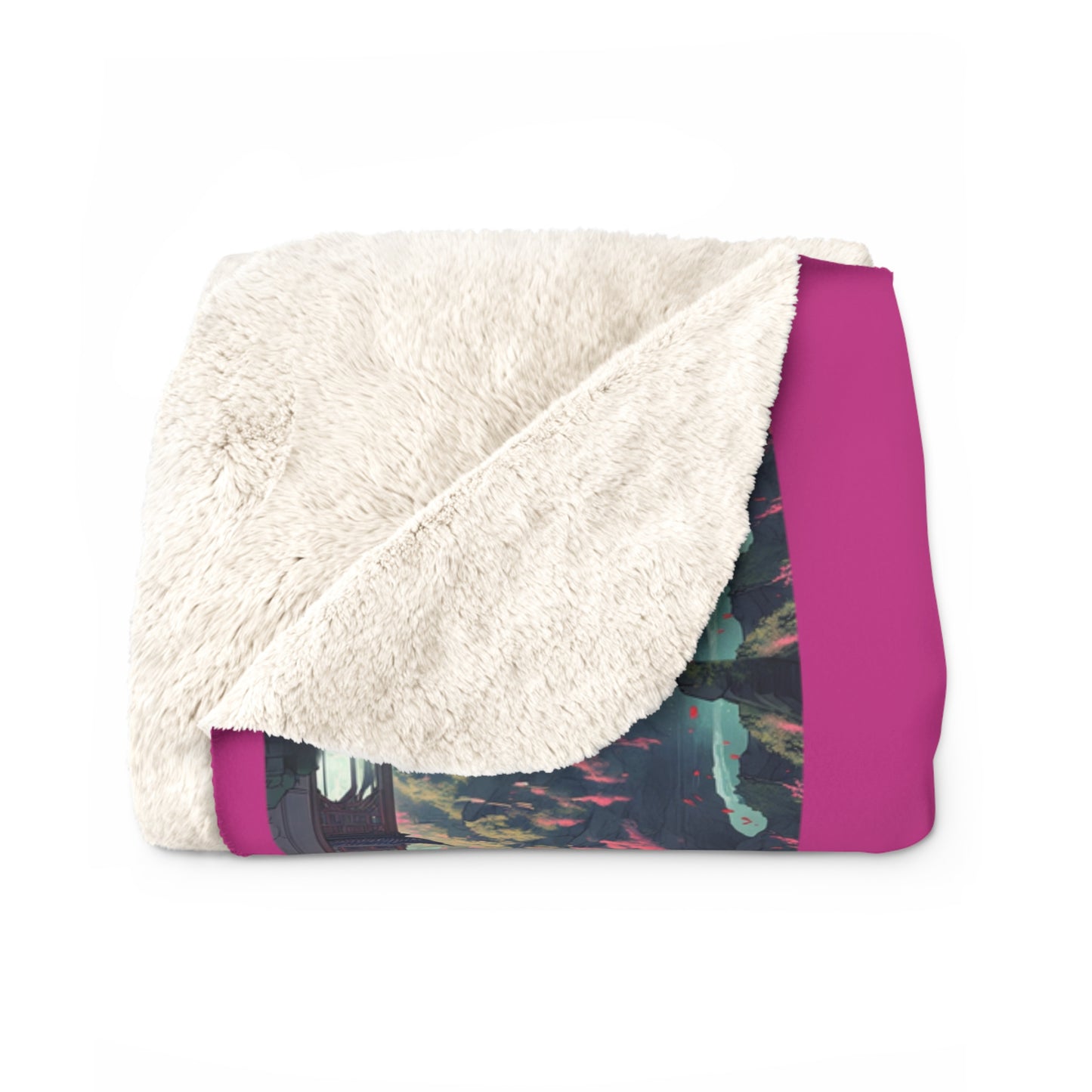 Artzy Scenic Pink Sherpa Fleece Blanket