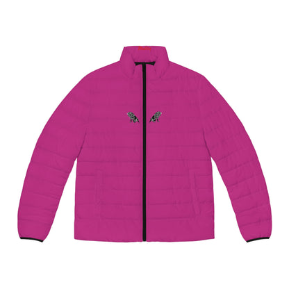 Men's Dark Pink Puffer Jacket (AOP)