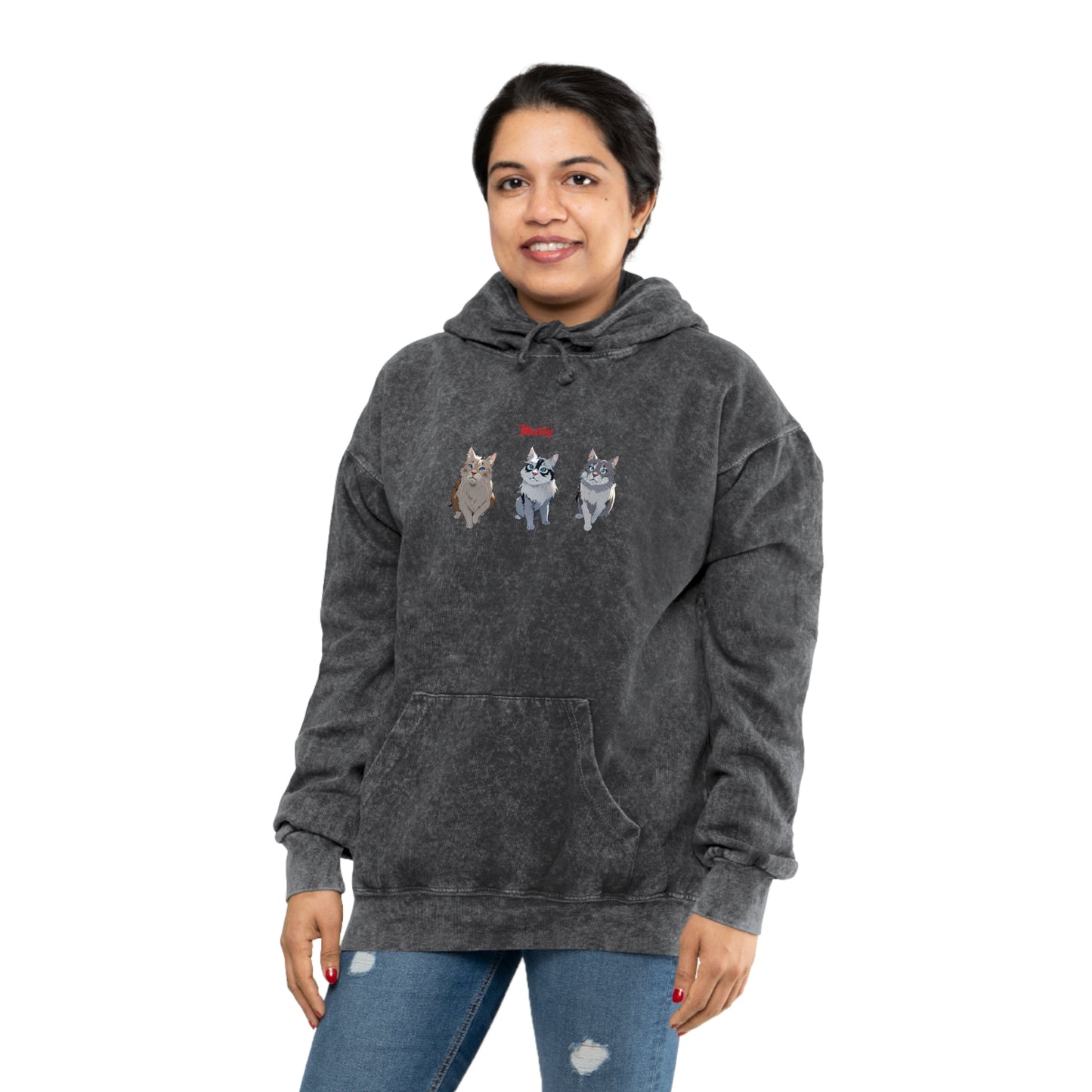 Matiby Cats Unisex Mineral Wash Hoodie