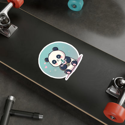 Panda With Boba Kiss-Cut Vinyl Decals