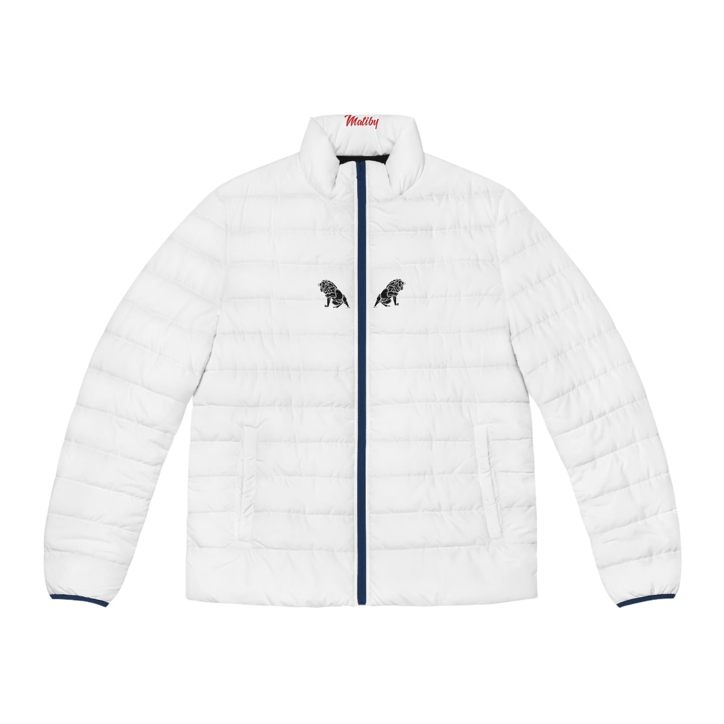 Men's White Puffer Jacket (AOP)