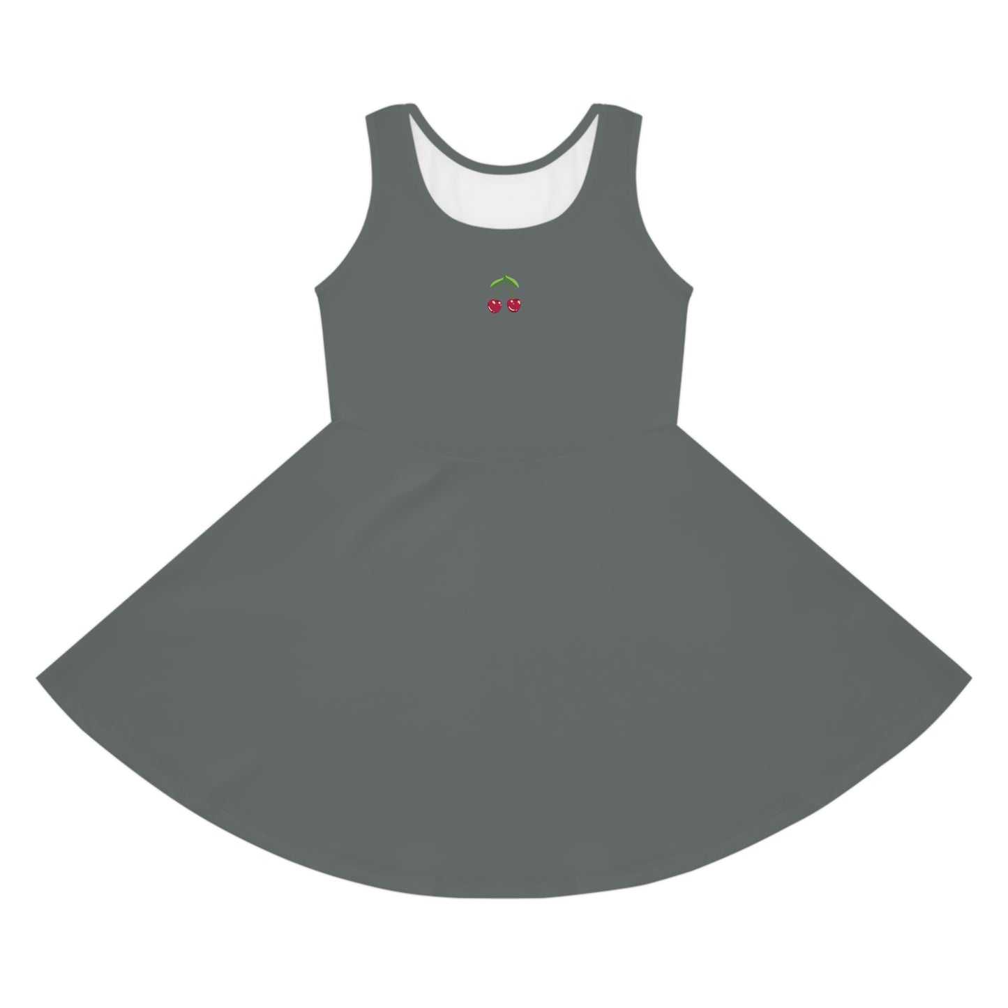 Girls' Dark Grey Sleeveless Sundress (AOP)