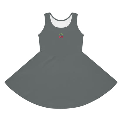 Girls' Dark Grey Sleeveless Sundress (AOP)