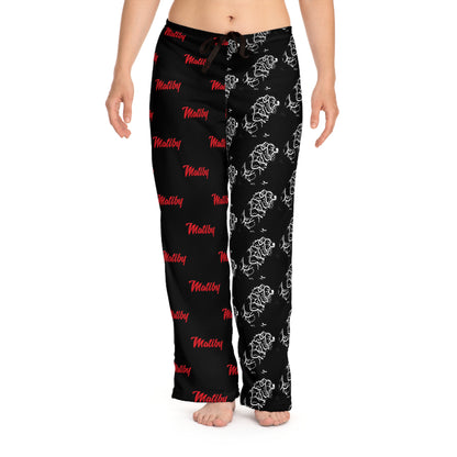 Women's Black Pajama Pants (AOP)