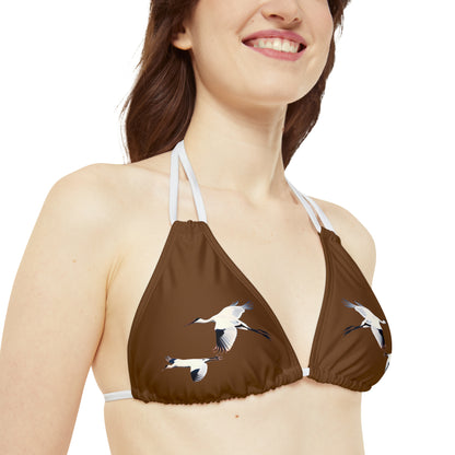 Brown Strappy Bikini Set (AOP)