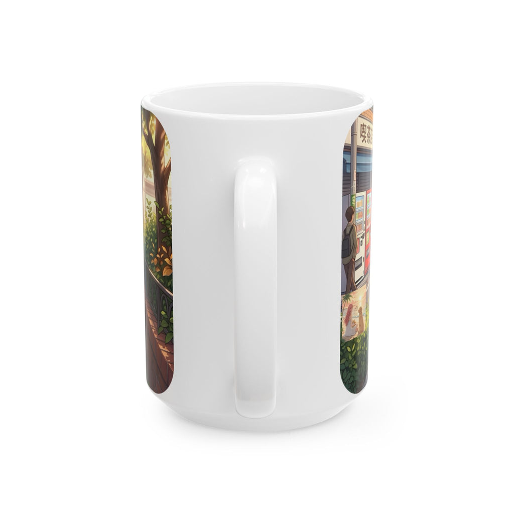 Cozy & Cute Puppy Backpack White Ceramic Mug (11oz, 15oz), Grins & Peeks Cobblestone Cup