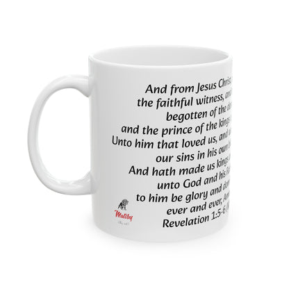 Bible Speaks Revelation 1:5-6 Ceramic Mug, 11oz