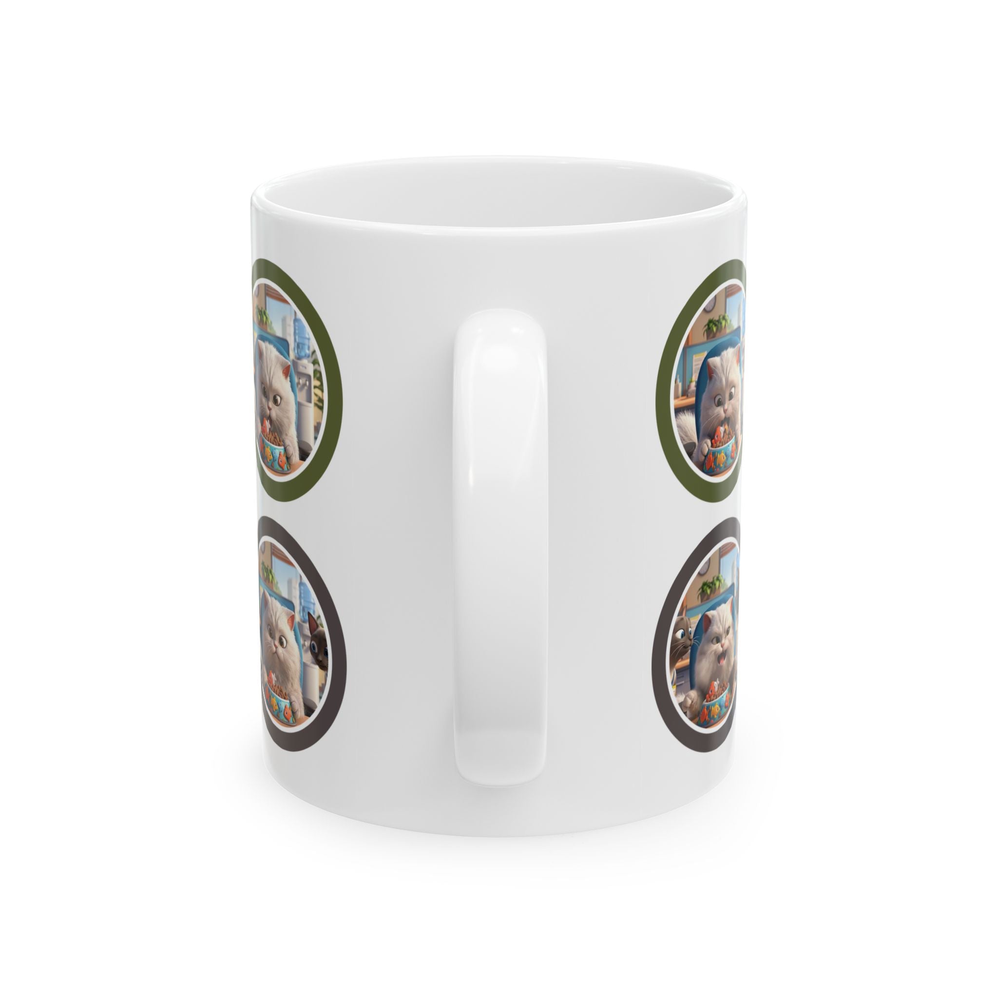 Realatable Cat Tower Collage White Ceramic Mug — Don't Bother Me Cute Personified Cup (11oz, 15oz)