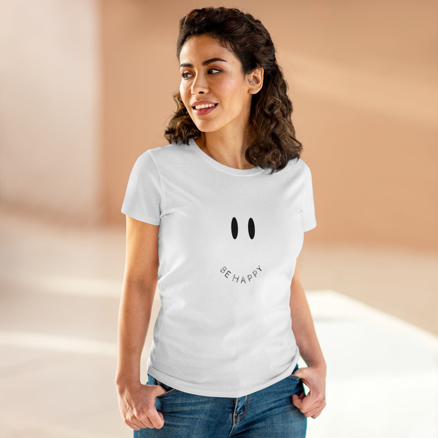 Women's Be Happy Midweight Cotton Tee