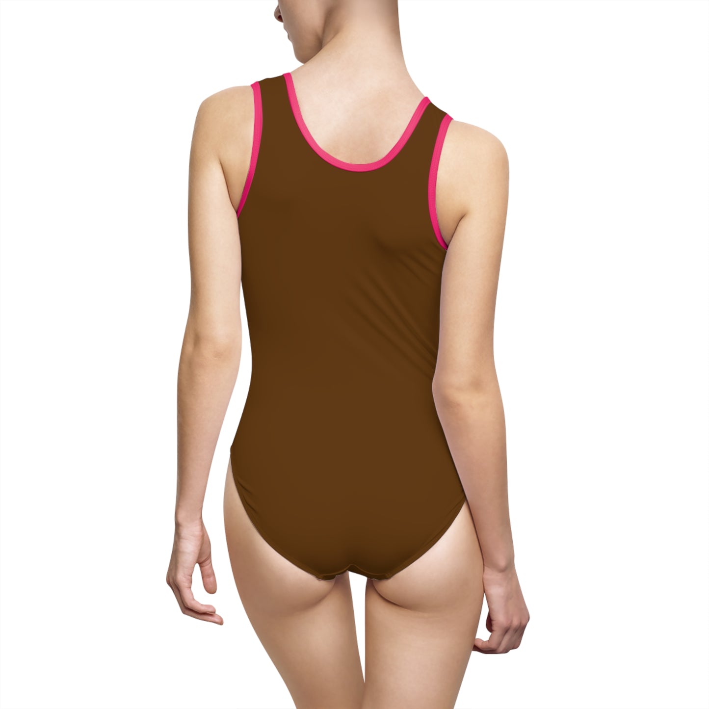 Women's Brown Classic One-Piece Swimsuit (AOP)