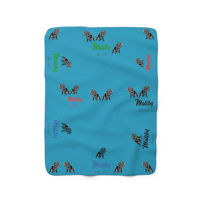 Matiby Lion Teal Sherpa Fleece Blanket