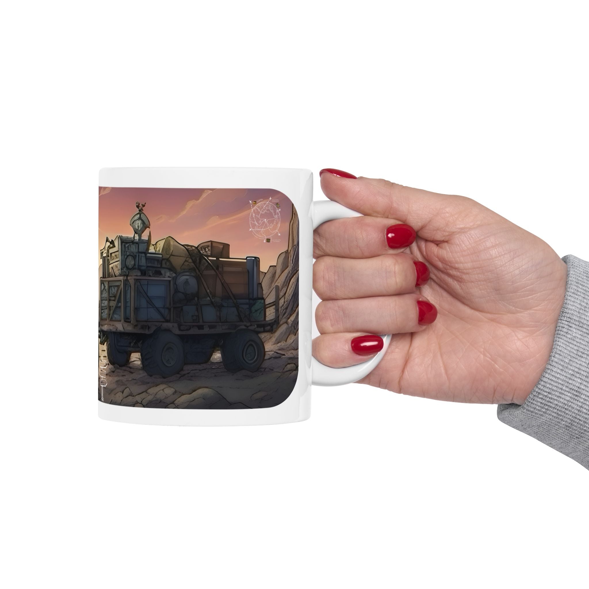 Adventure 4x4 Trucks #28, Lumberjacks On The Move White Ceramic Mug — Find Your Path To The Essentials Cup (11oz & 15oz)