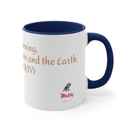 Bible Speaks Gen 1:1 Accent Mug, 11oz