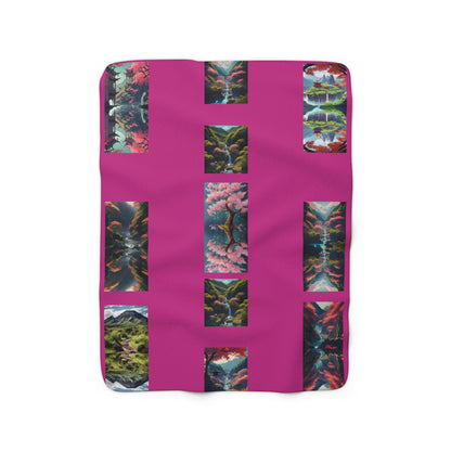 Artzy Scenic Pink Sherpa Fleece Blanket