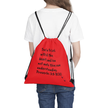 Bible Speaks Outdoor Drawstring Bag Red