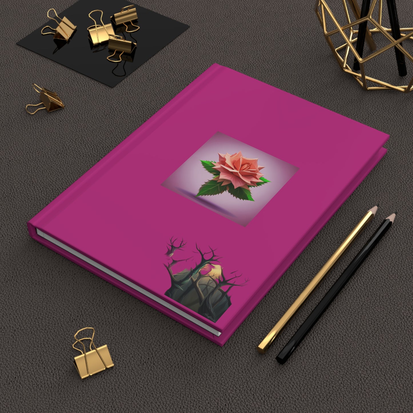 Thorn Rose Hardcover Journal Matte Pink