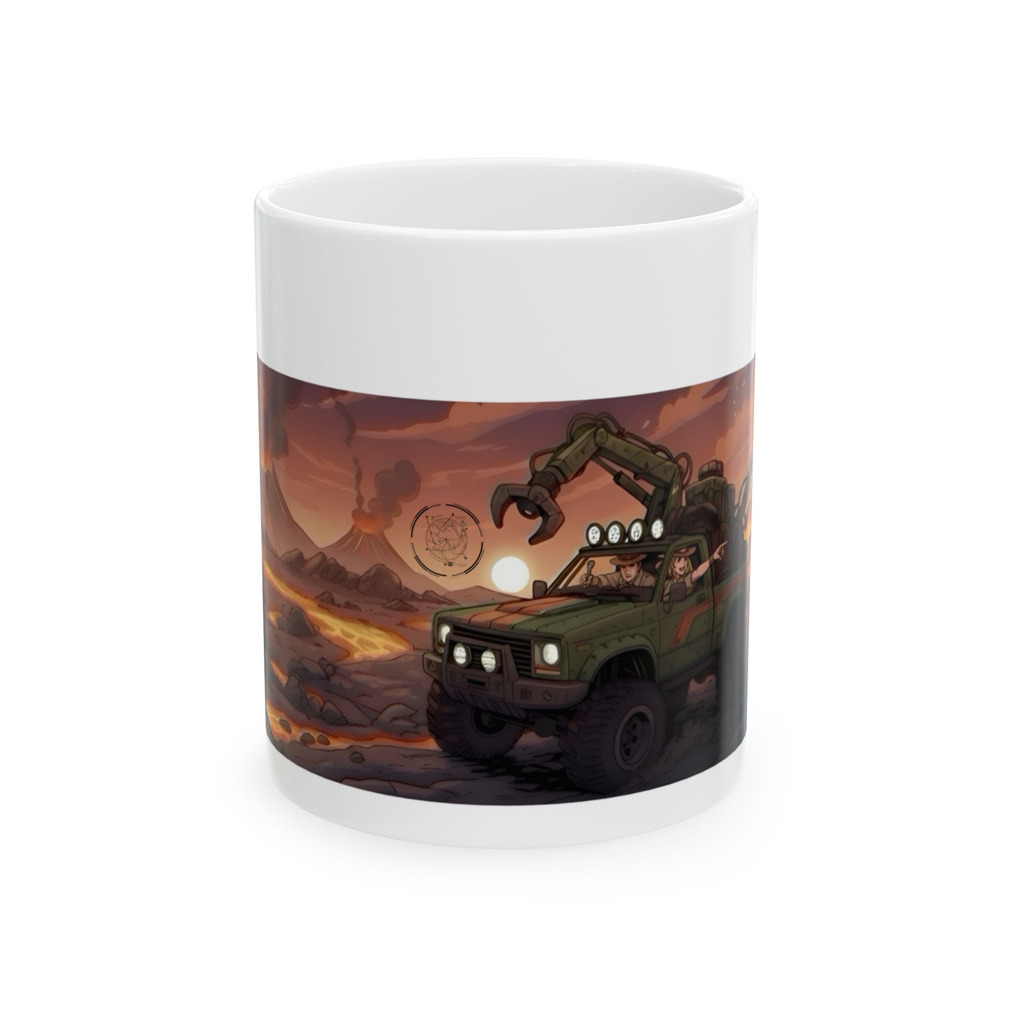 Adventure 4x4 Trucks #19, Geology Lava Volcanologists On The Go White Ceramic Mug — Find Your Path To The Essentials Cup (11oz & 15oz)