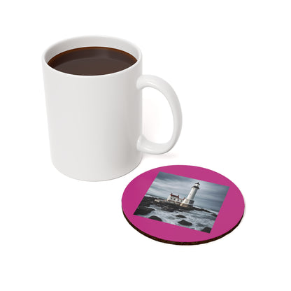 Matiby Lighthouse Pink Cork Back Coaster