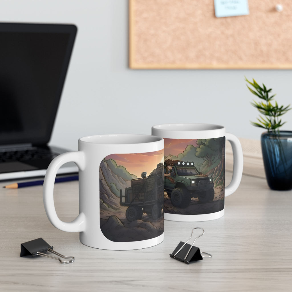 Adventure 4x4 Trucks #25, Photographers In The Wild White Ceramic Mug — Find Your Path To The Essentials Cup (11oz & 15oz)