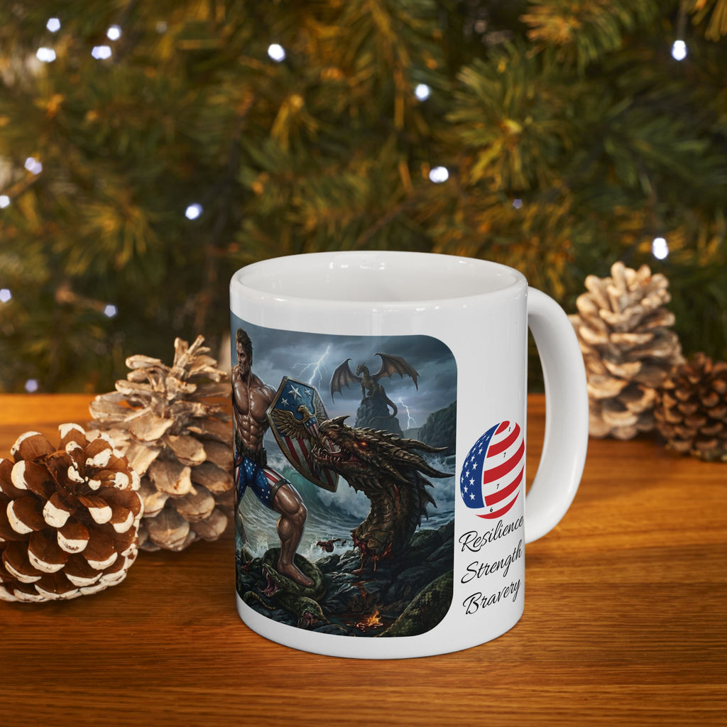 The Sentinel of Sovereignty White Ceramic Mug — USA Unapologetic Patriotism Tea Cup
