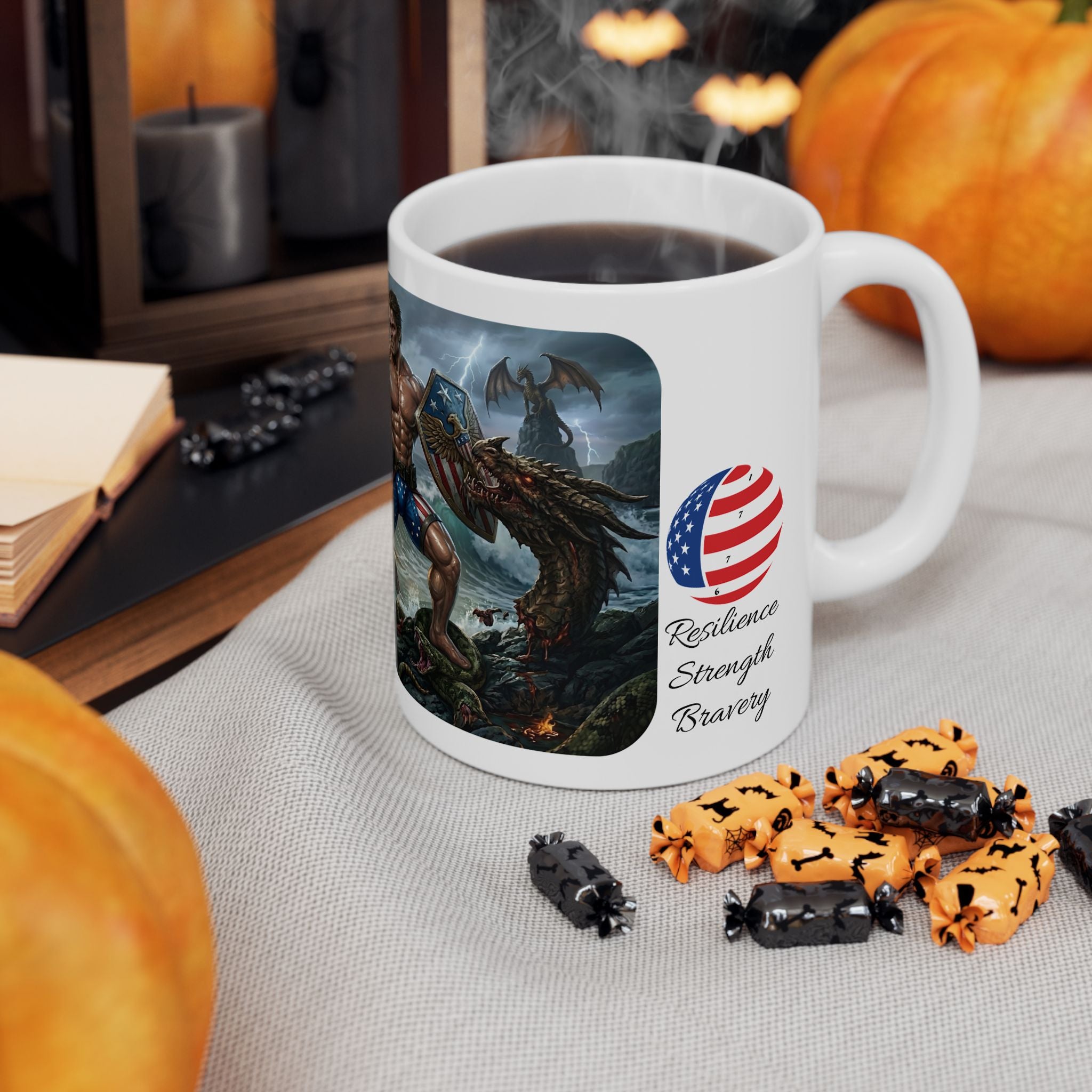 The Sentinel of Sovereignty White Ceramic Mug — USA Unapologetic Patriotism Tea Cup