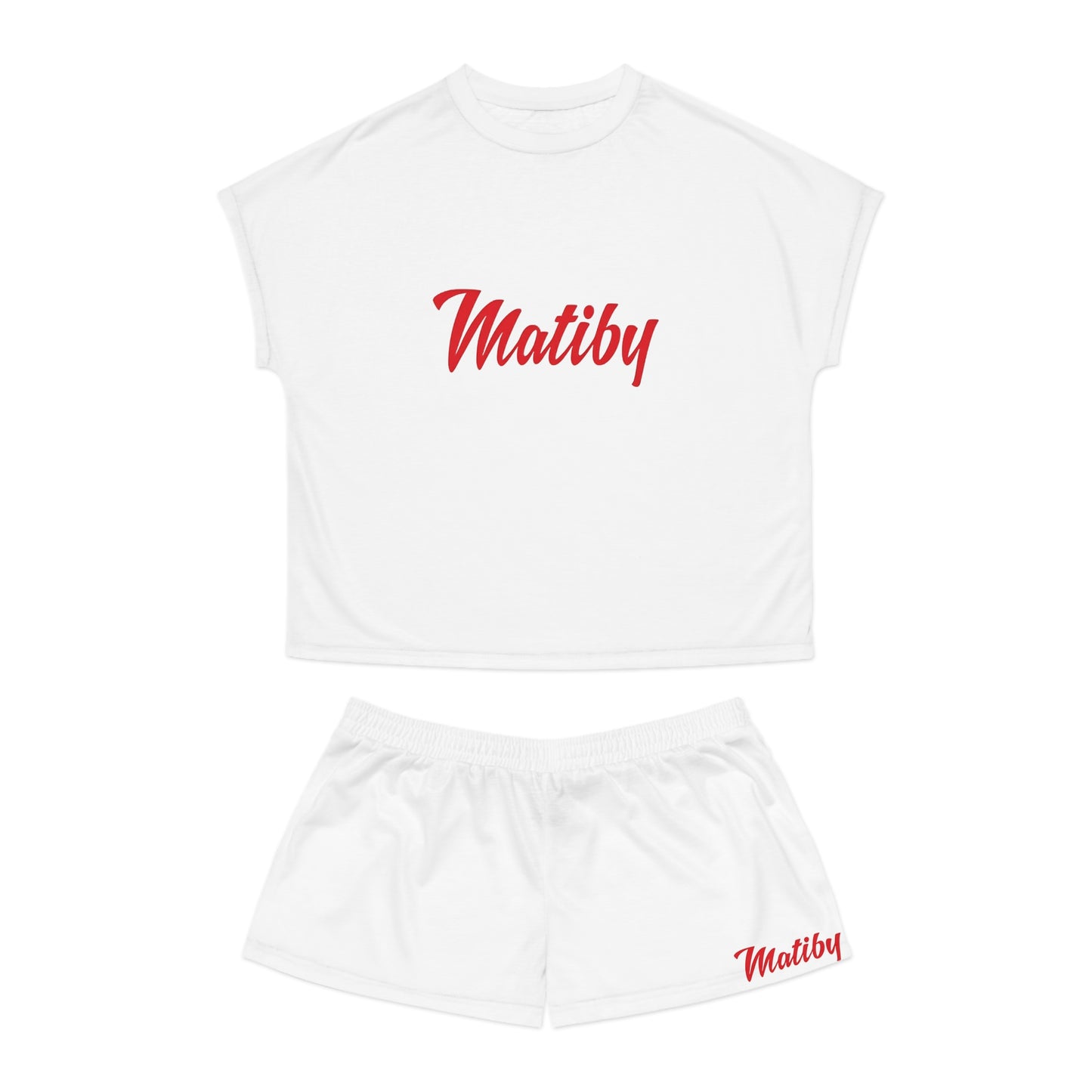 Matiby Women's White Short Pajama Set (AOP)