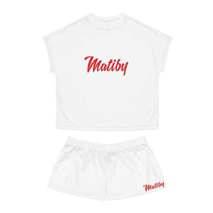 Matiby Women's White Short Pajama Set (AOP)