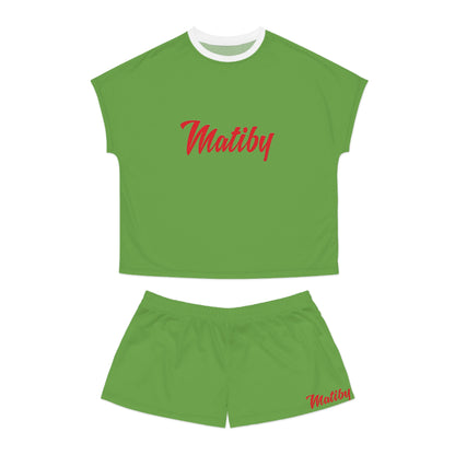 Matiby Women's Green Short Pajama Set (AOP)