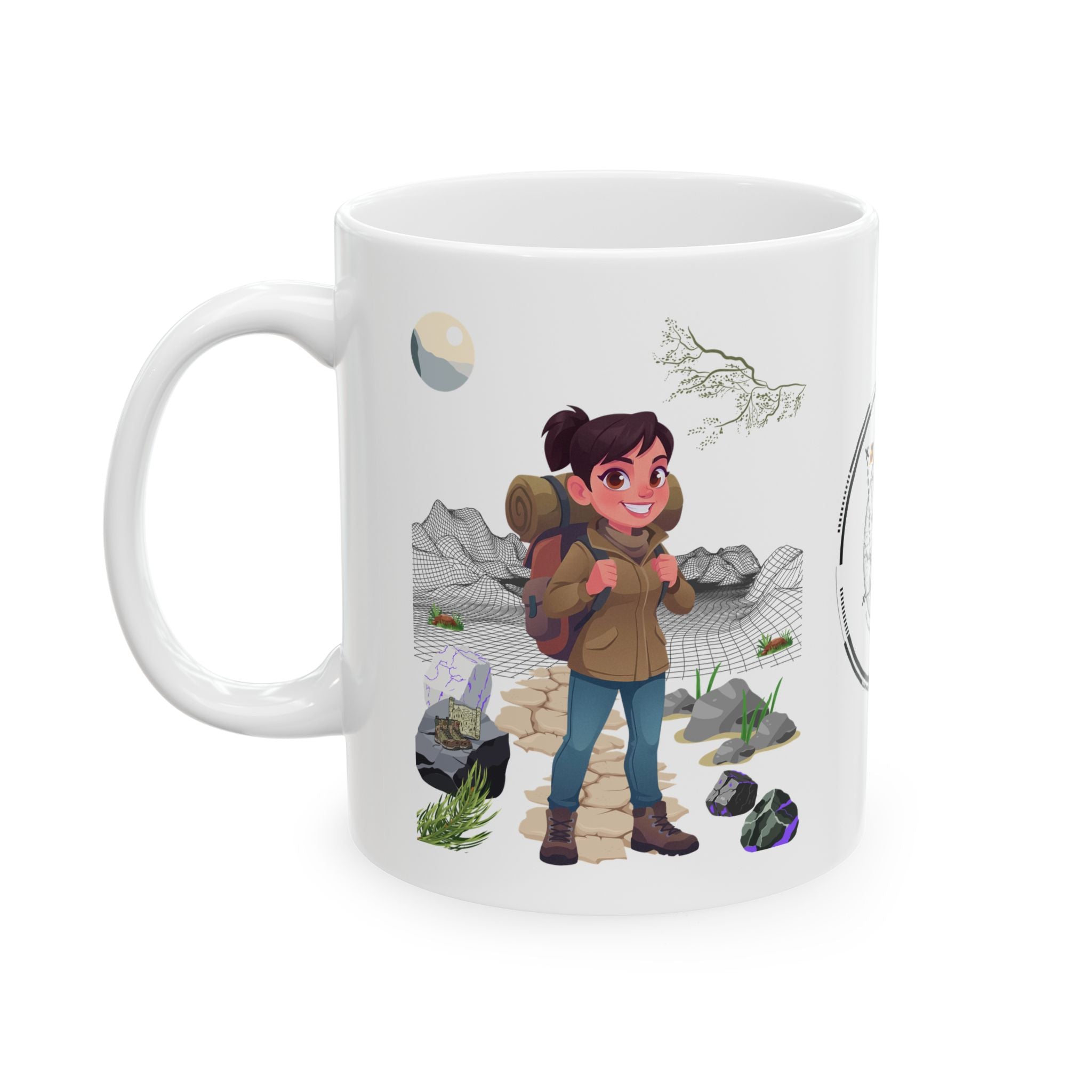 Enjoy Life, Exploration, Creativity, Companionship & Nature White Ceramic Mug — Find Your Path To The Essentials Cup (11oz & 15oz)