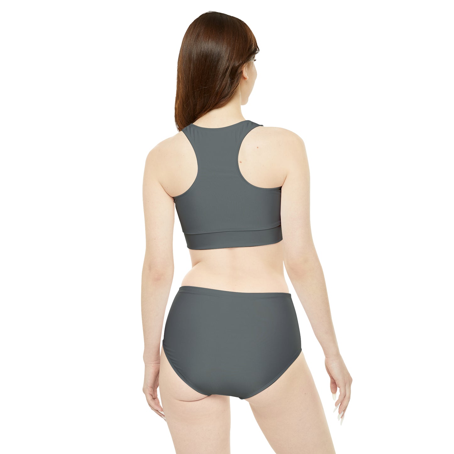 Dark Grey Sporty Bikini Set (AOP)