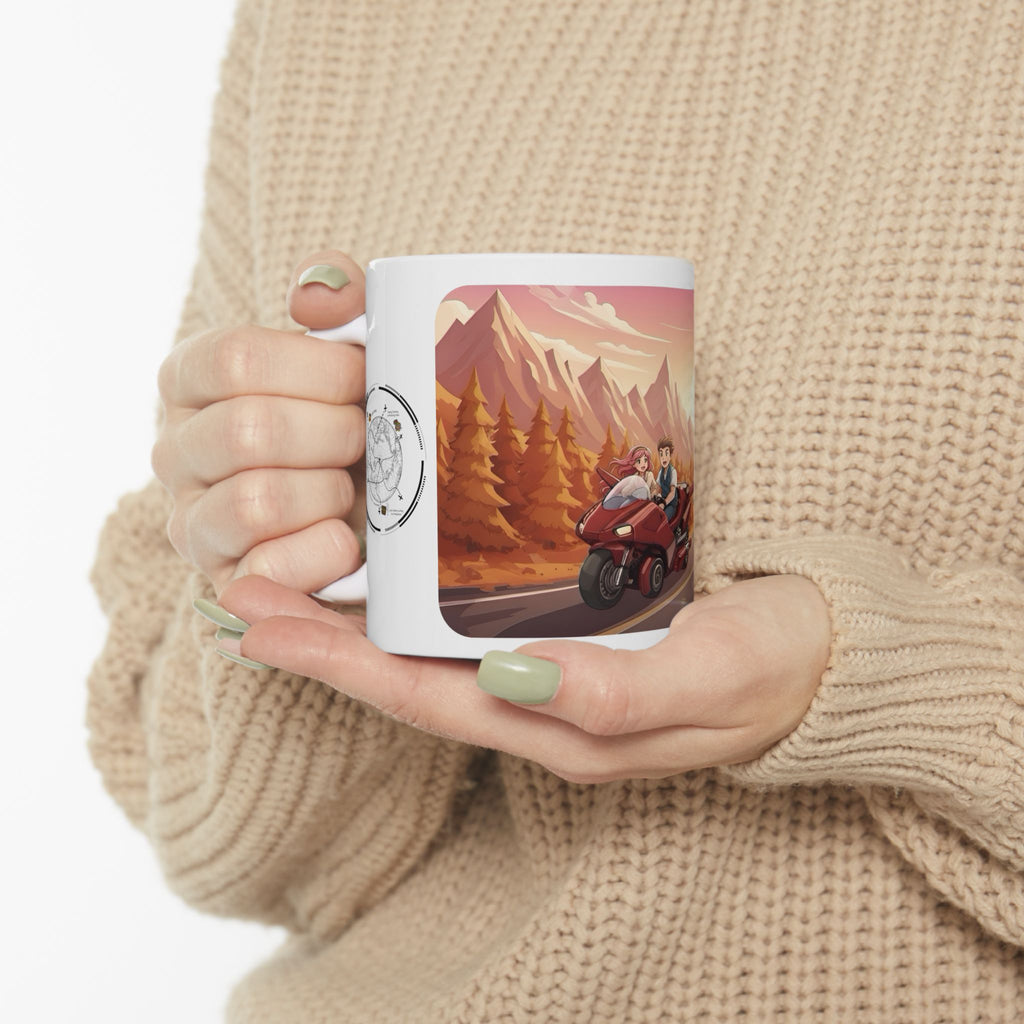 Open Road Sunset Vista White Ceramic Mug – Life’s Little Wonders Cup (11oz/15oz)