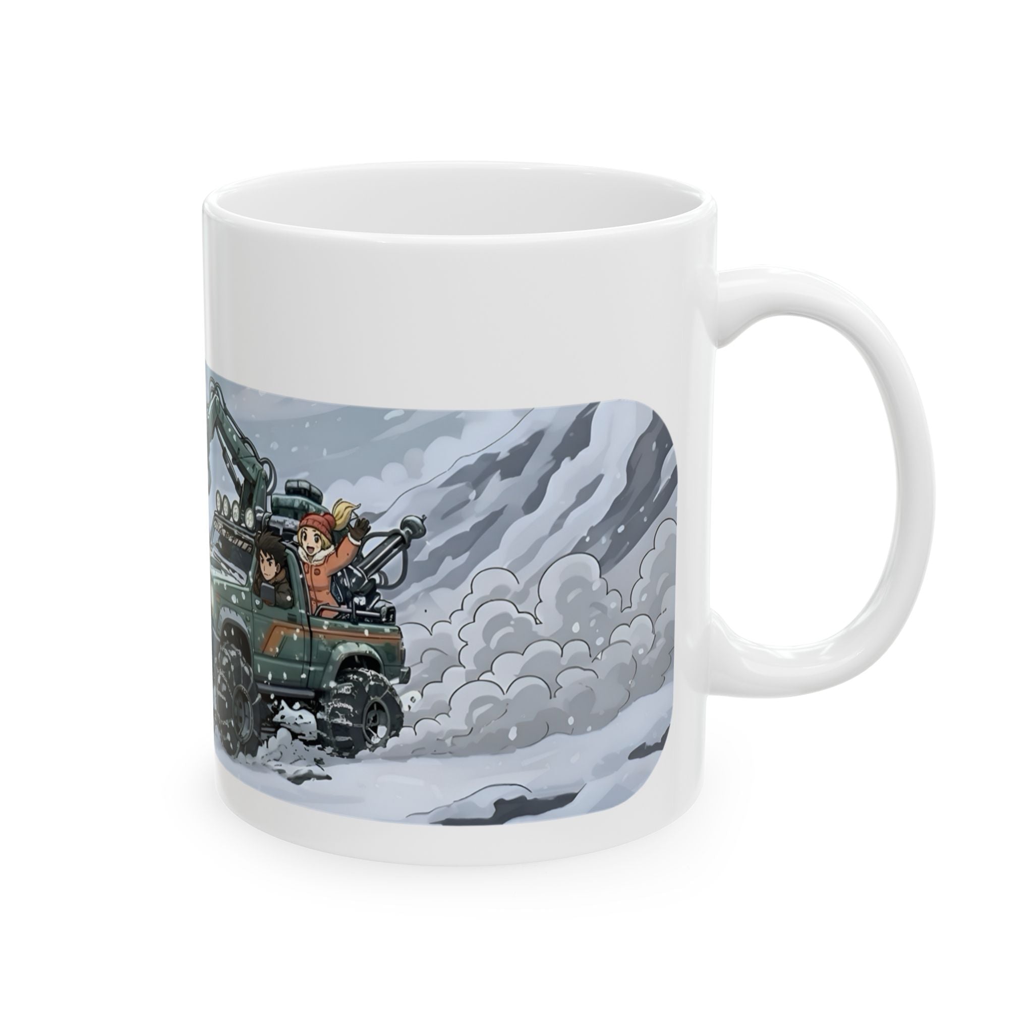 Adventure 4x4 Trucks #18, Winter Meteorologists On The Go White Ceramic Mug — Find Your Path To The Essentials Cup (11oz & 15oz)