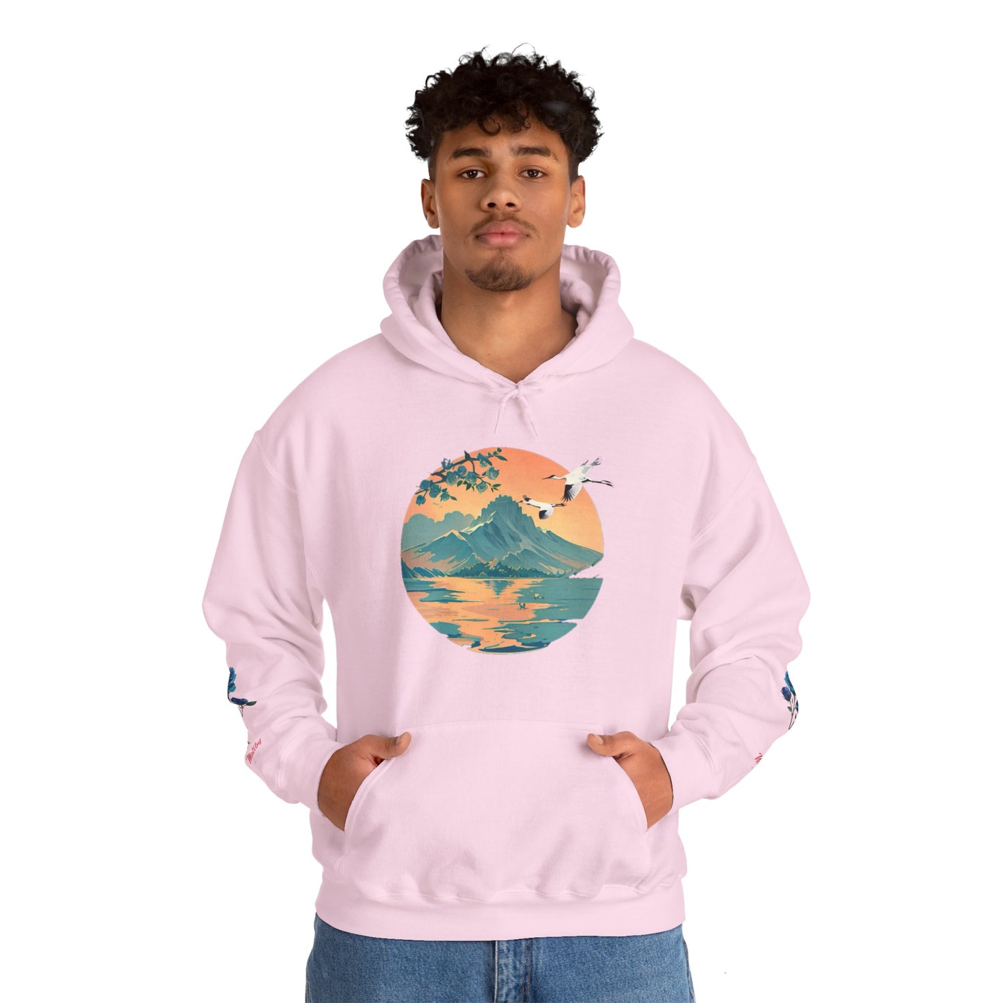 Japanese Blue Roses Landscape Unisex Heavy Blend™ Hooded Sweatshirt