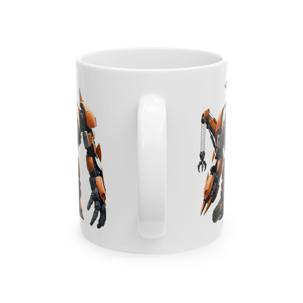 'The Meks' Sci‑Fi Mech Robot #10 White Ceramic Mug (11oz & 15oz) – Mech Tea Cup (11oz/15oz)