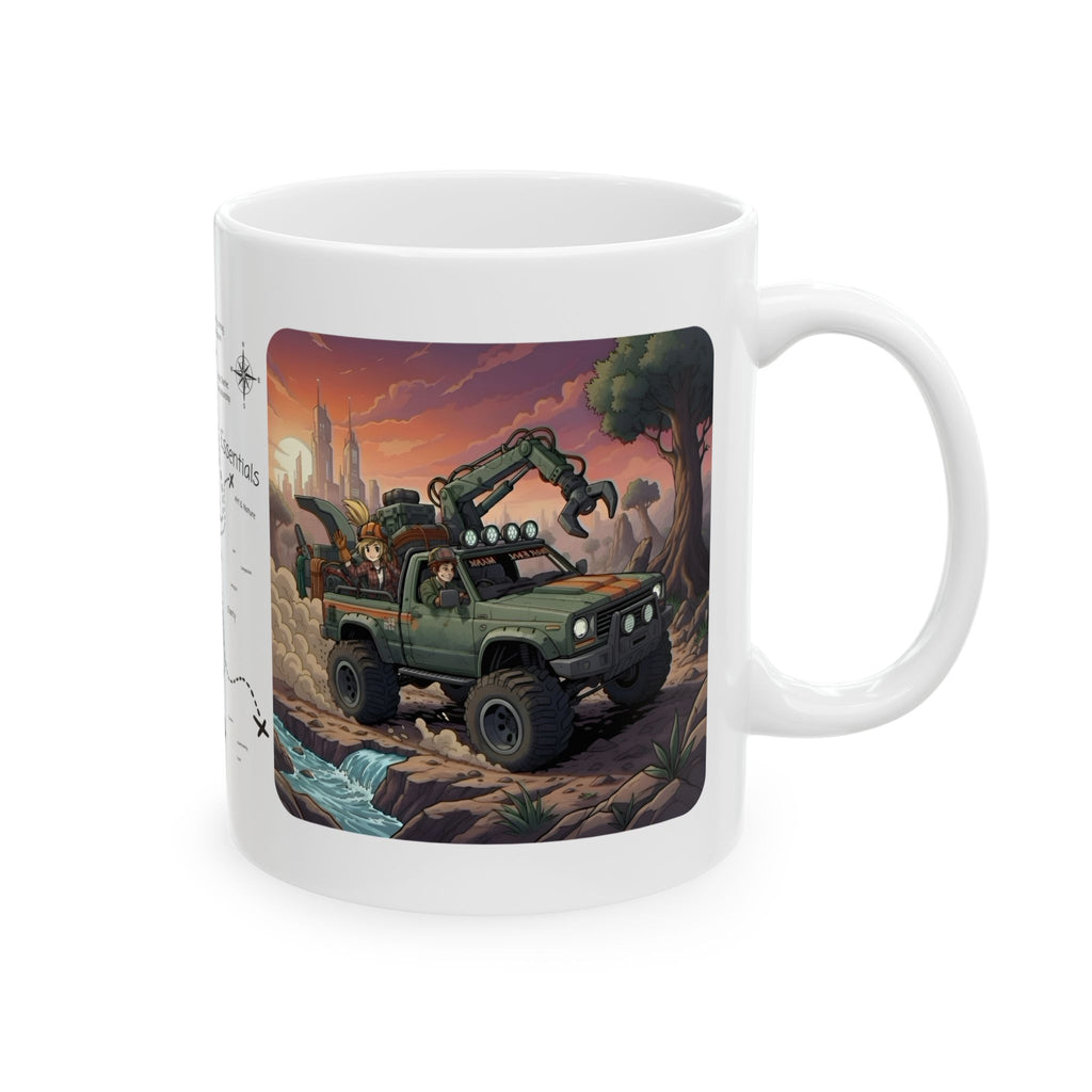 Adventure 4x4 Trucks #15, Tree Trimmers, Arborists, & Pruners On The Go White Ceramic Mug — Find Your Path To The Essentials Cup (11oz & 15oz)