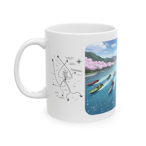 Adrenaline Boat Race #1 for Friends & Couples White Ceramic Mug — Anime Speedboat Treasure Map Cup (11oz/15oz)