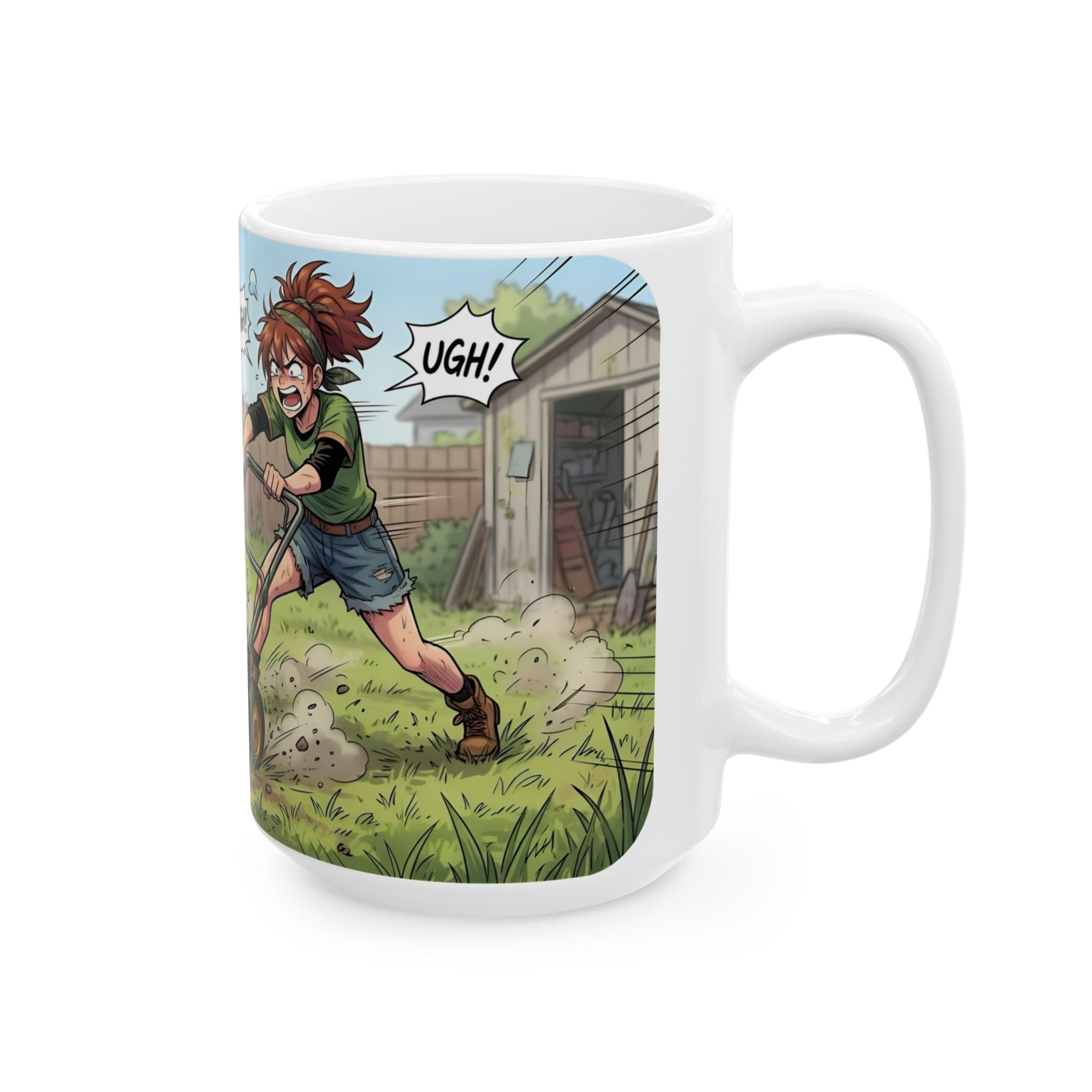 Wifey & The Lawn Mower White Ceramic Mug – Funny Mowing Gardener's Tea Cup (11oz & 15oz)