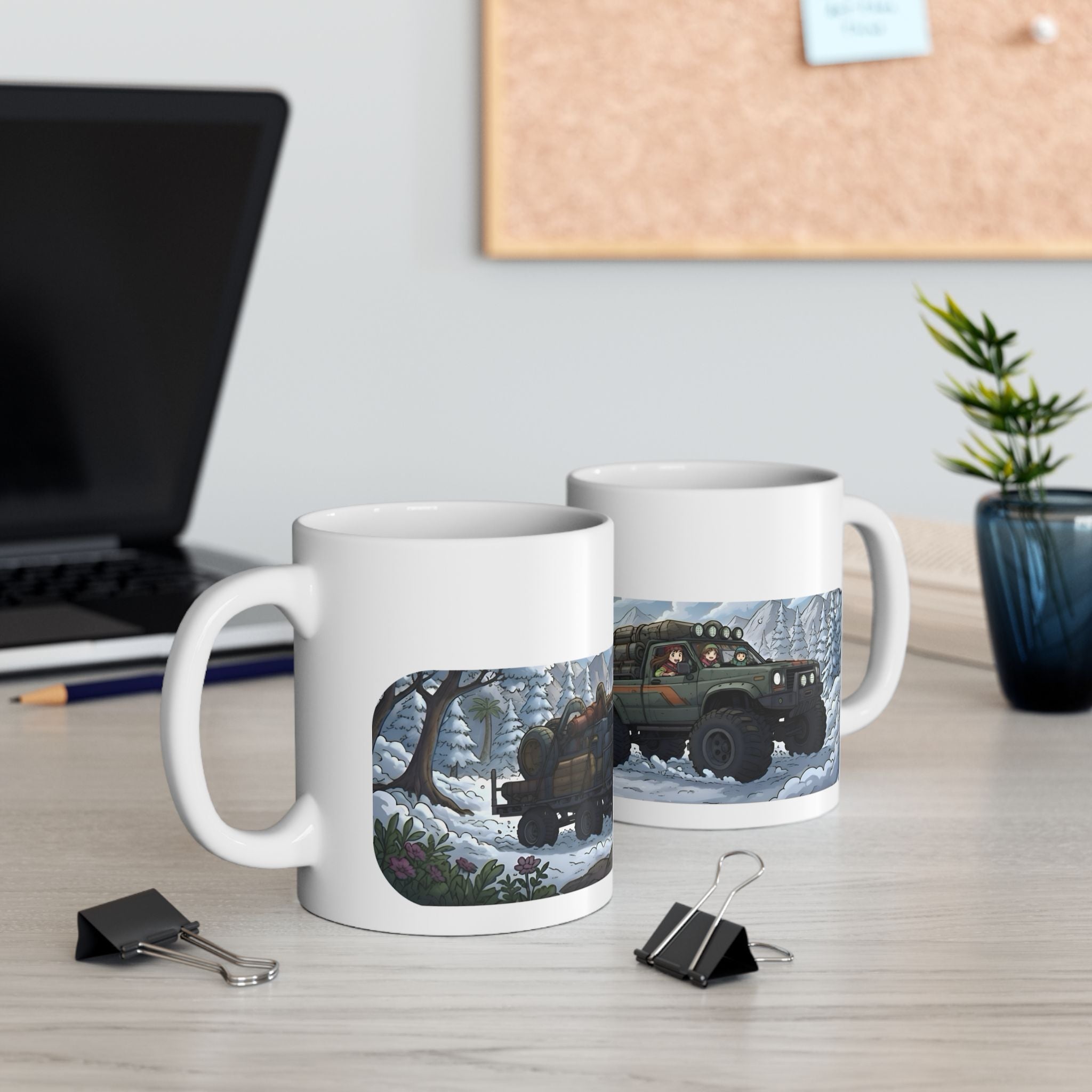Adventure 4x4 Trucks #40, Raising Kids, Raising Dust White Ceramic Mug — Soccer Mom? Nah, Find Your Path To The Essentials Cup (11oz & 15oz)