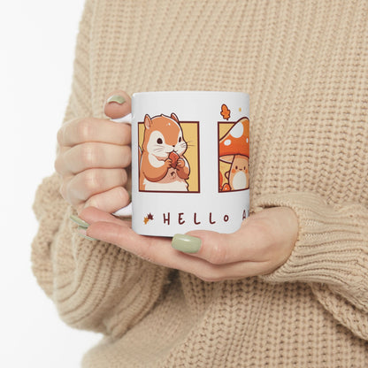 Journeys Hello Autumn Seasons of Change Ceramic Mugs, Gifts for Pet Lovers, Mugs for Animal Lovers, Cute Seasonal Mugs, Mug for All Occasions, Thanksgiving Mug