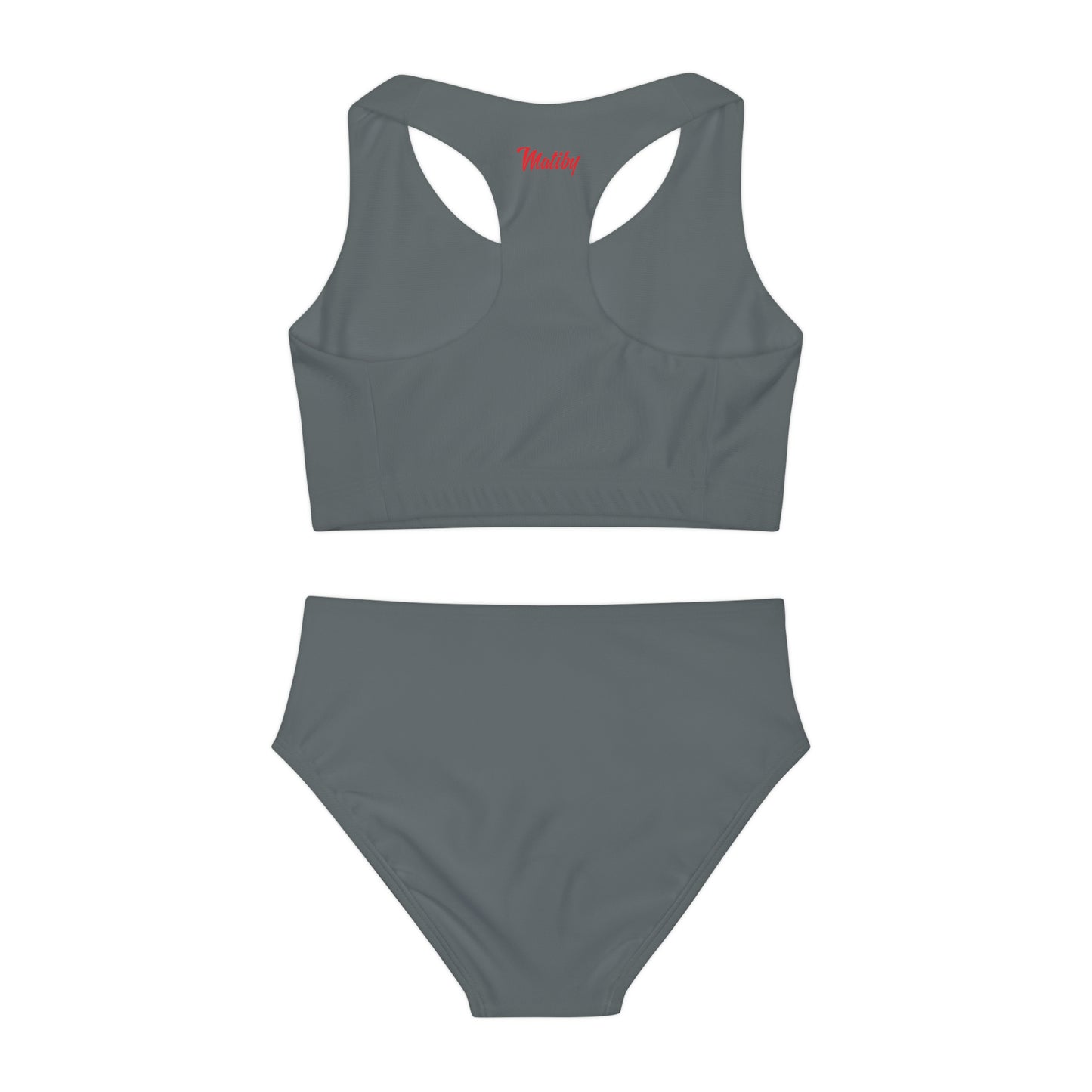 Girl's "Sunny Day" Dark Grey Two Piece Swimsuit (AOP)