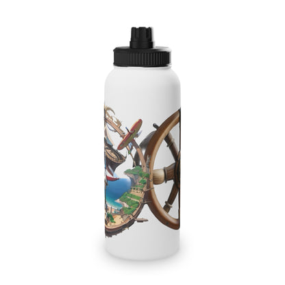 Nautical Helm Stainless Steel Water Bottle, Sports Lid