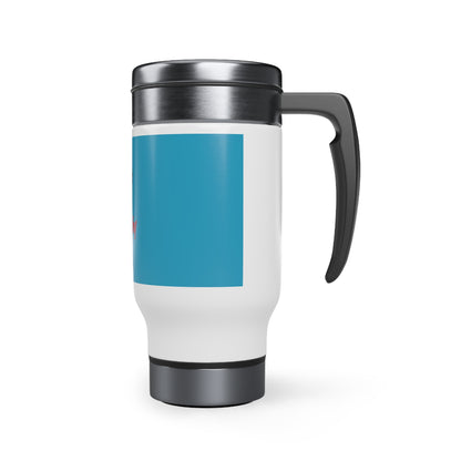 Turquoise Stainless Steel Travel Mug with Handle, 14oz